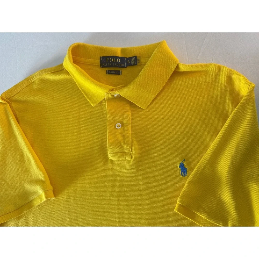 Polo Ralph Lauren Mens XL Yellow Classic Fit Short Sleeve Pique Polo Shirt